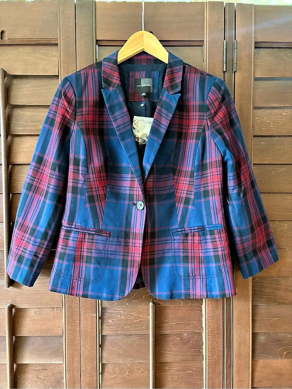 The Limited Preppy Plaid Blazer in Blue & Red Size Small NWT